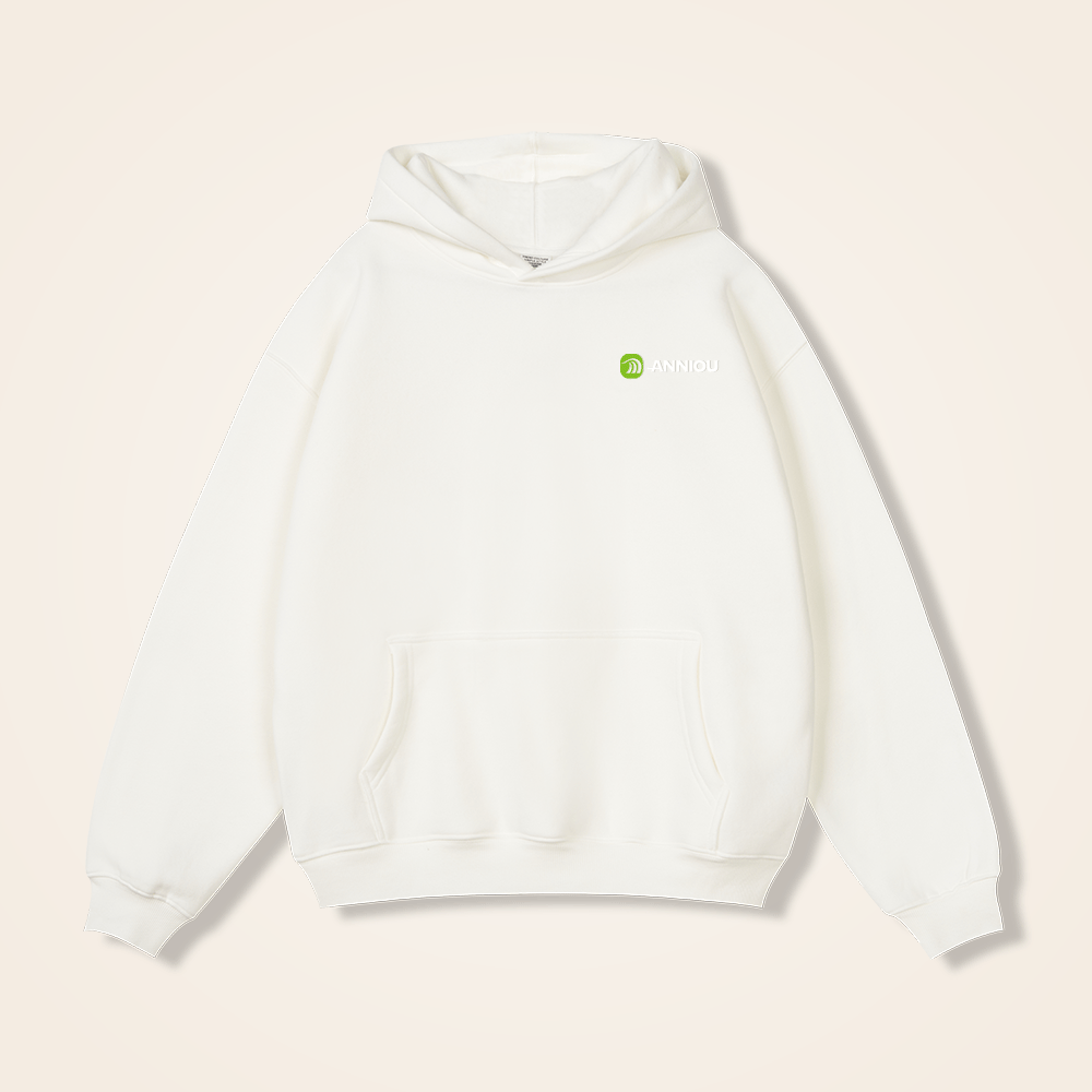 white 350gsm fleece pullover hoodie