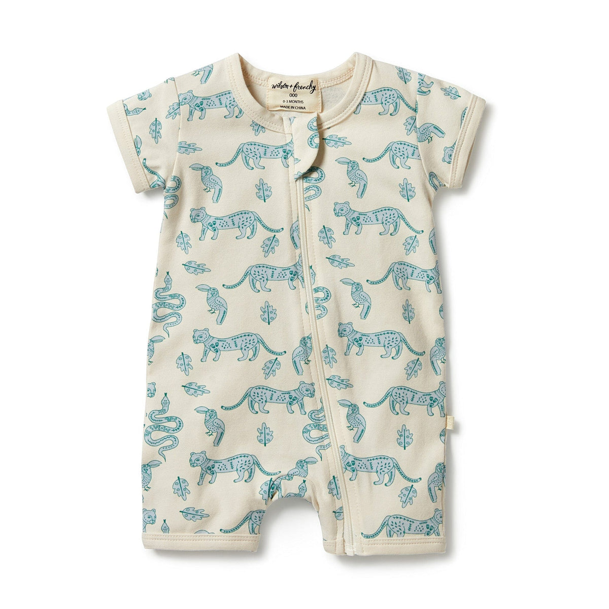 WILSON & FRENCHY Organic Boyleg Zipsuit - Hello Jungle BABY CLOTHING - Zabecca Living