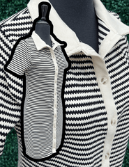 women button up stripe dress cream and black for fall 2024