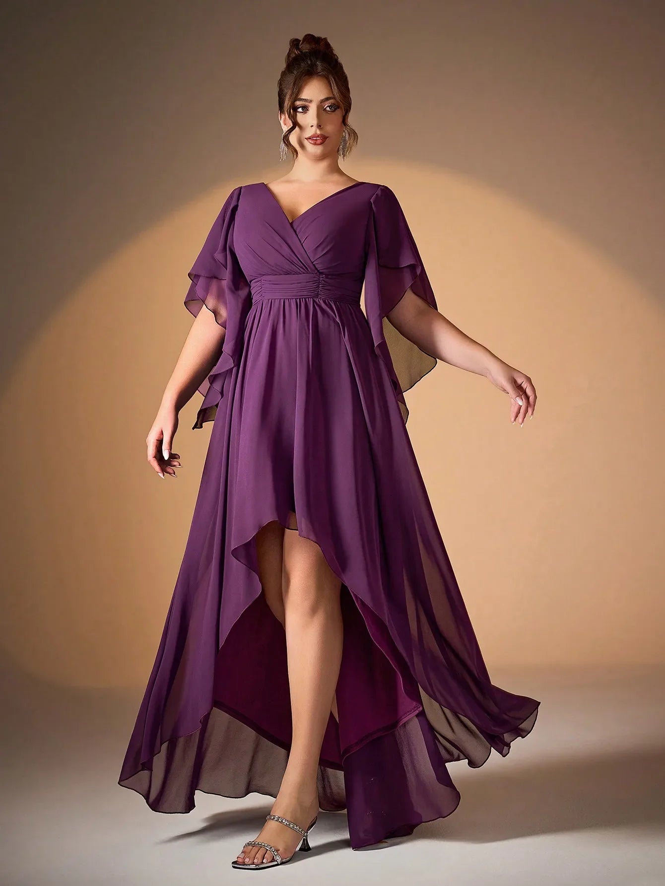 Women's Chiffon Irregular 1-5XL Fashion Designer Midi Dresses (Plus Size)