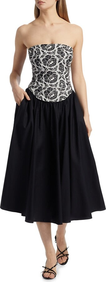 Melody Corset Midi Dress - Jet Optic