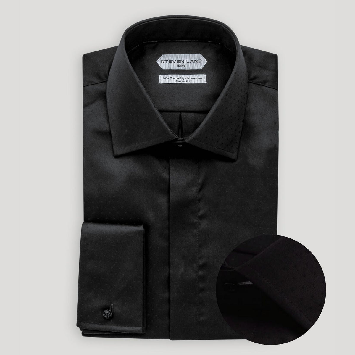 The Opulence | French Cuff | Double Woven Cotton | Black