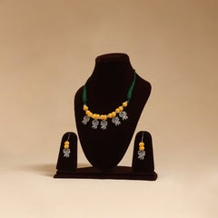 German silver thread beads necklace set 18 - handcrafted