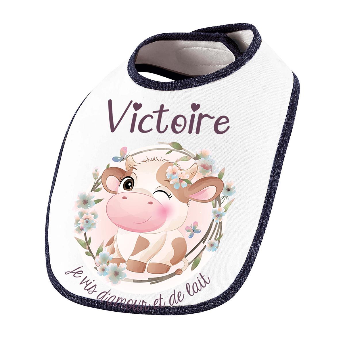 Bavoir Victoire Amour et Biberon de Lait Vache - Planetee