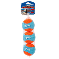 Chuckit! Amphibious Balls Dog Toy Blue/Orange 3 pk, Medium 029695323553