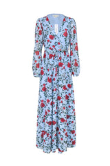 Current Boutique-Yumi Kim - Blue w/ Red & White Floral Print Maxi Dress Sz M