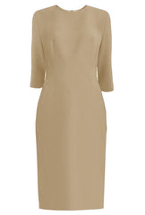Zurich Tan Sheath Dress with 3/4 Sleeves